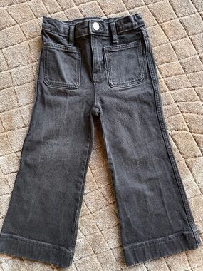 J. Crew Kids Black Wide-Leg Denim Jeans with Front Patch Pockets